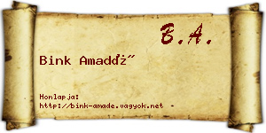 Bink Amadé névjegykártya